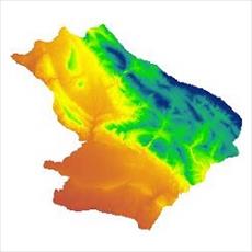 نقشه مدل رقومی ارتفاعی (DEM) شهرستان مهران (واقع در استان ایلام)
