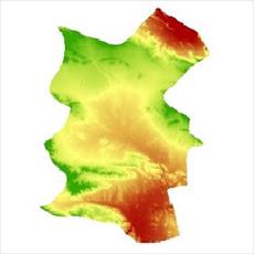 نقشه مدل رقومی ارتفاعی (DEM) شهرستان خرم بید (واقع در استان فارس)