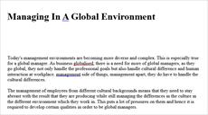 مقاله ترجمه شده با عنوان مدیریت در محیط جهانی، به همراه اصل مقاله