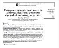 مقاله ترجمه شده با عنوان سیستم های مدیریت کارمند و بافت های سازمانی: رویکرد اکولوژی جمعیت